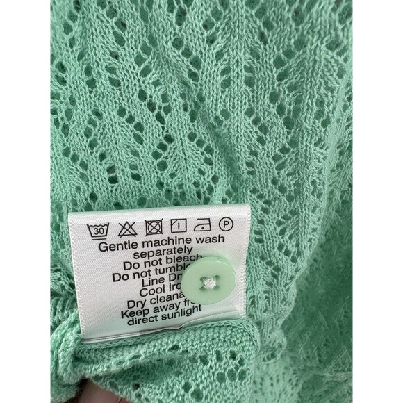 I LOVE MR. MITTENS XS/S Sweater Cotton Lace Crochet Polo Mint Green NWT - Picture 7 of 7